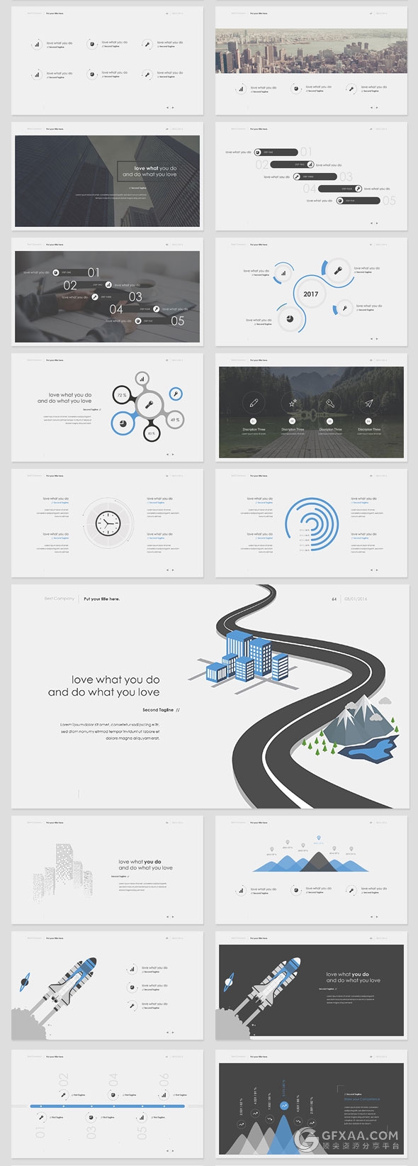 185页商务风格PPT模板3种尺寸4种配色 - 顶尖PPT