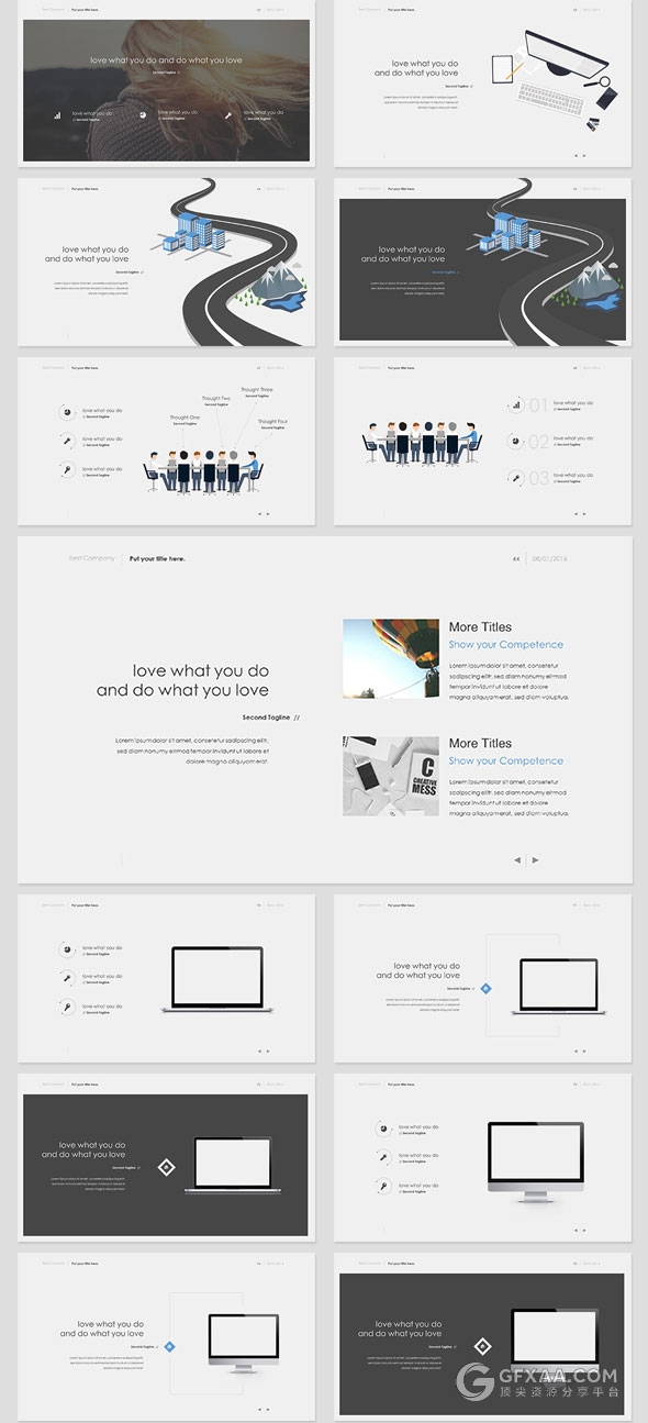 185页商务风格PPT模板3种尺寸4种配色 - 顶尖PPT