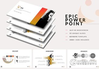 55页红黄渐变商务年终总结keynote模板 - 顶尖PPT