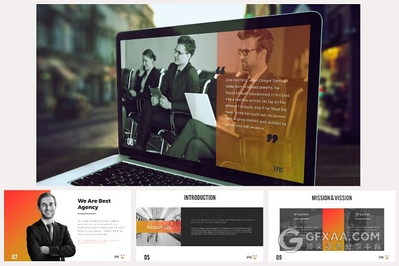 55页红黄渐变商务年终总结keynote模板 - 顶尖PPT