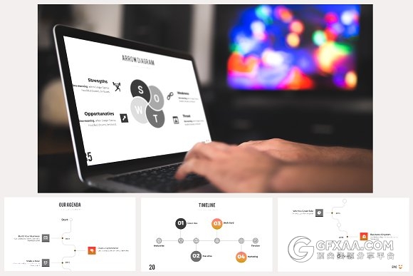 55页红黄渐变商务年终总结keynote模板 - 顶尖PPT