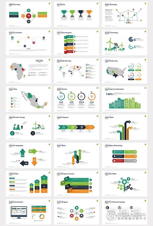 70页欧美商务风格多种精美图形设计keynote模板 - 顶尖PPT