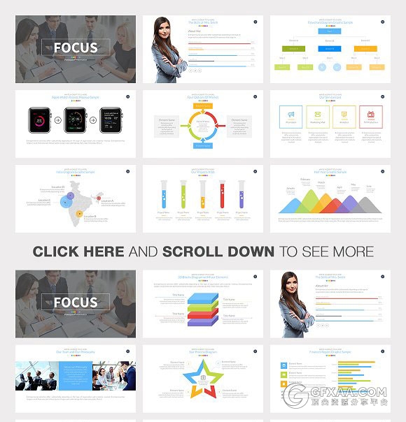 55页多色图形设计欧美商务keynote模板 - 顶尖PPT