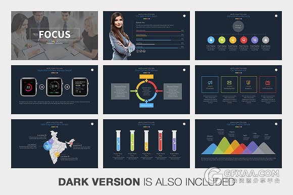 55页多色图形设计欧美商务keynote模板 - 顶尖PPT