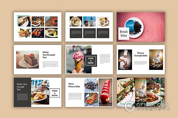 75页食物饮料摄影图片展示PPT模板 - 顶尖PPT