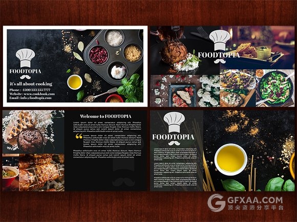 20多页西式餐饮摄影图片展示PPT模板 - 顶尖PPT