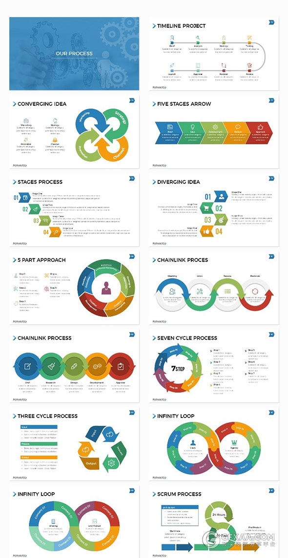 195页高端商务多用途keynote模板10种配色主题 - 顶尖PPT
