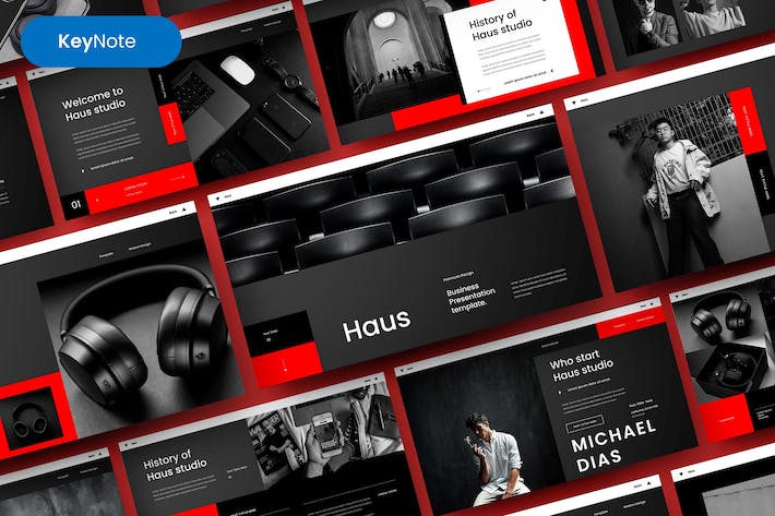 国外黑红配色高品质国外商务通用keynote模板 - 顶尖PPT