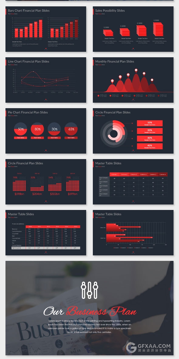 102页红色系2种底色欧美商务多用途PPT模板 - 顶尖PPT
