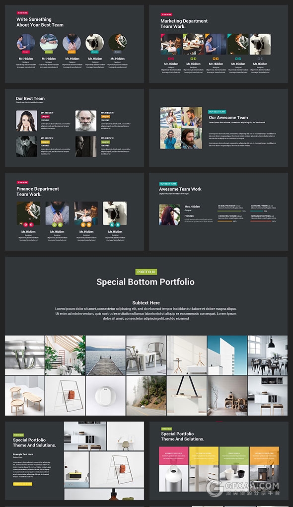 91页多色搭配图形设计商务多用途PPT模板 - 顶尖PPT