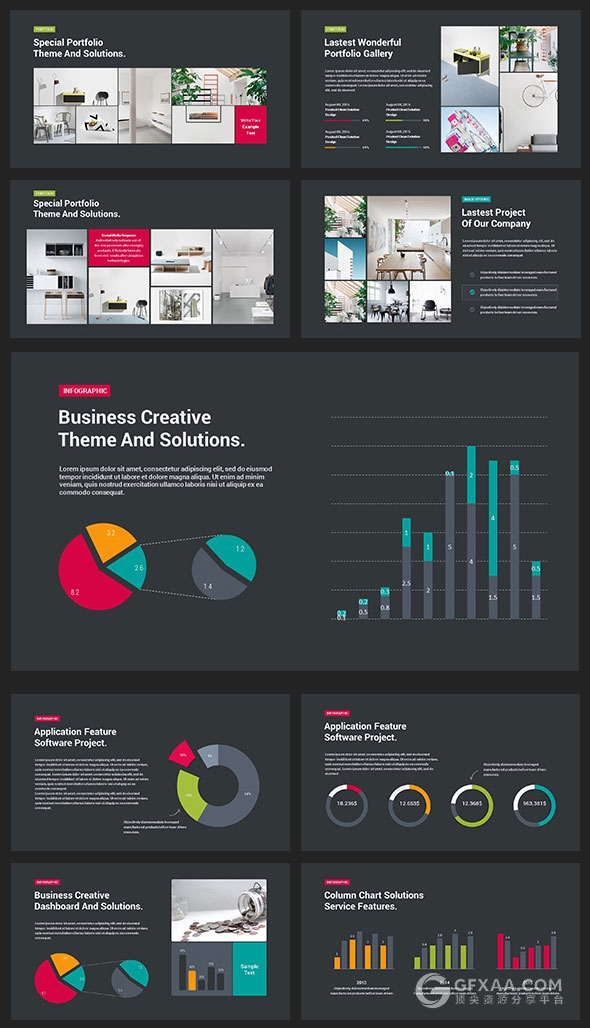 91页多色搭配图形设计商务多用途PPT模板 - 顶尖PPT