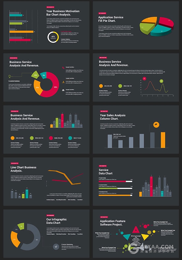 91页多色搭配图形设计商务多用途PPT模板 - 顶尖PPT