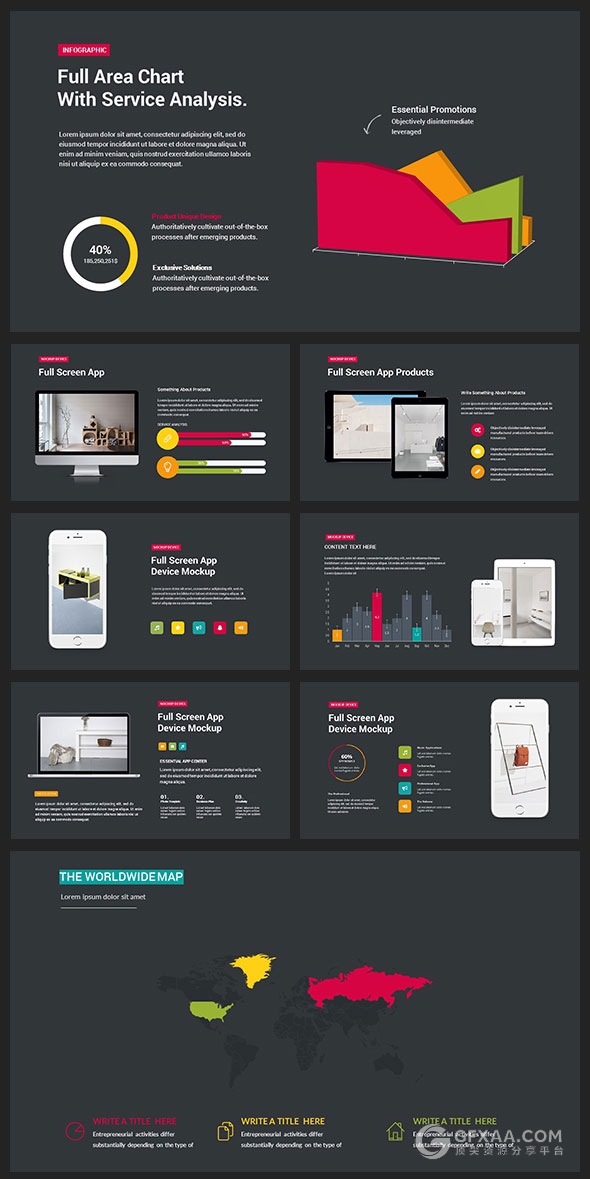91页多色搭配图形设计商务多用途PPT模板 - 顶尖PPT