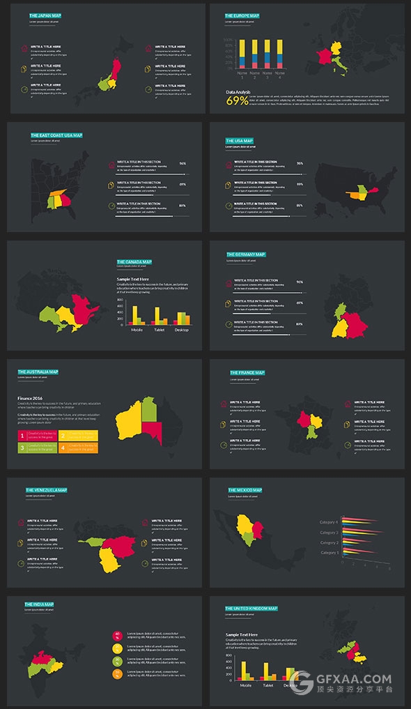 91页多色搭配图形设计商务多用途PPT模板 - 顶尖PPT