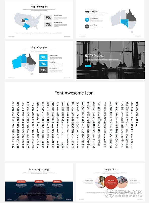 70页简约商务风格PPT模板11种配色主题 - 顶尖PPT