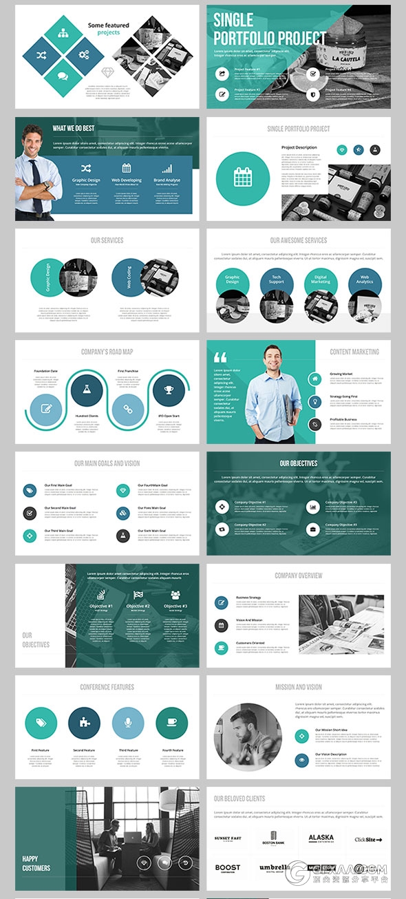 150多页创意图形组合欧美PPT模板 - 顶尖PPT