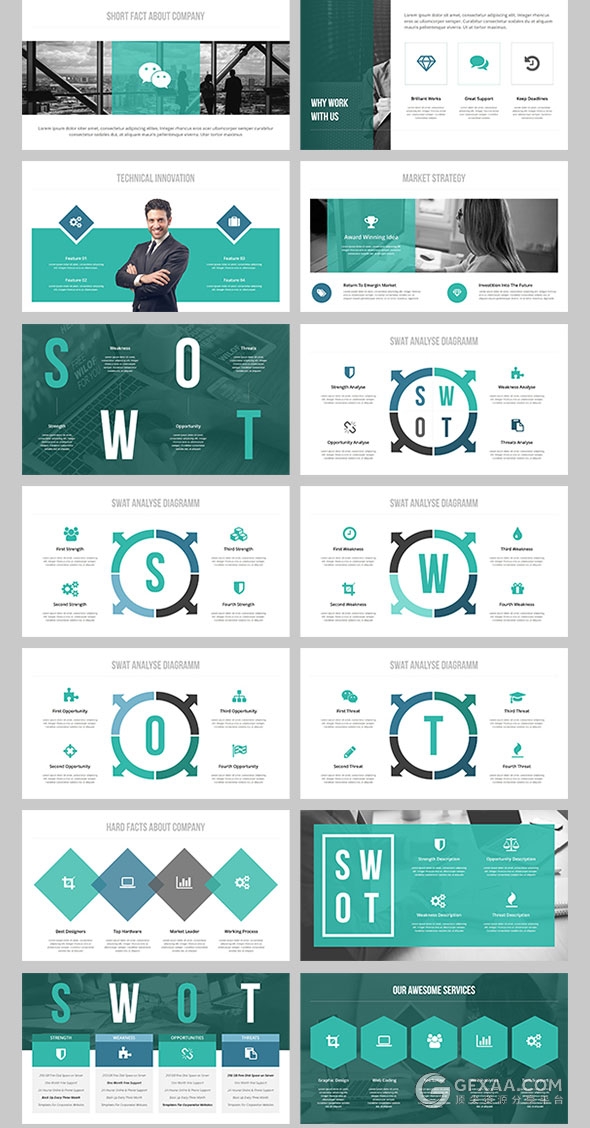 150多页创意图形组合欧美PPT模板 - 顶尖PPT
