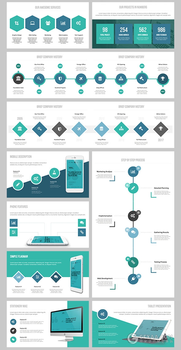 150多页创意图形组合欧美PPT模板 - 顶尖PPT