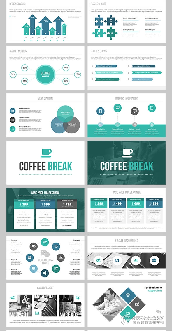 150多页创意图形组合欧美PPT模板 - 顶尖PPT