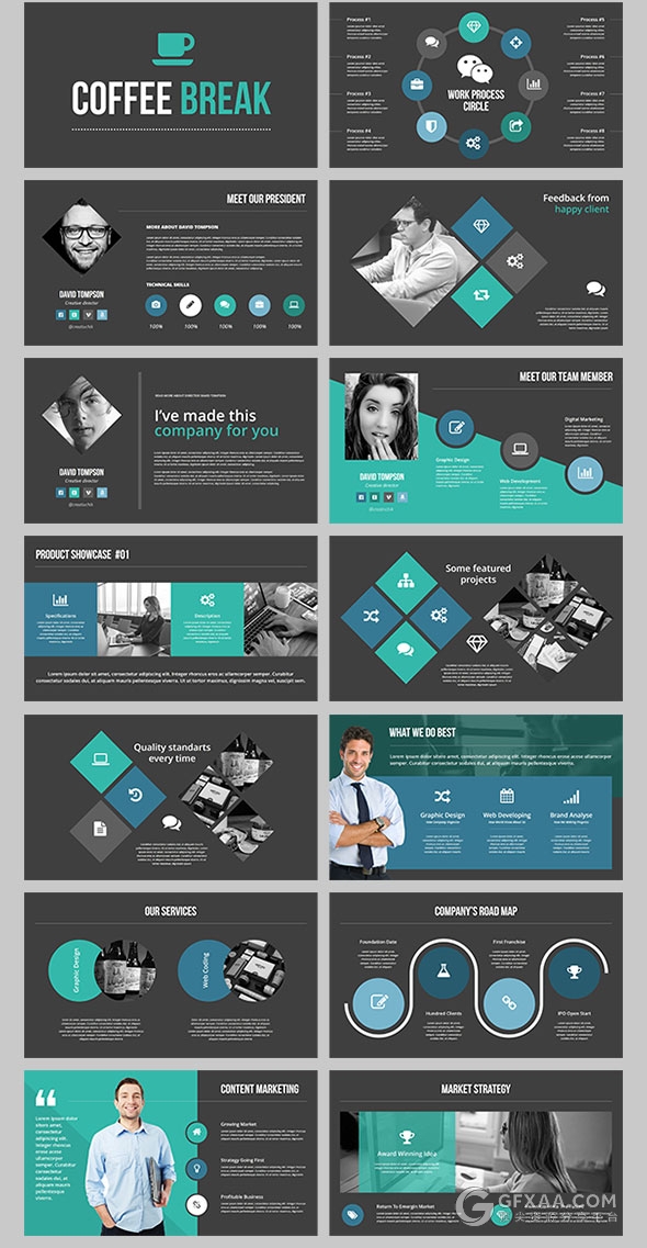 150多页创意图形组合欧美PPT模板 - 顶尖PPT