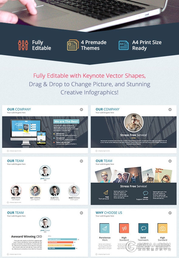 40多页数据分析统计keynote模板5种配色 - 顶尖PPT