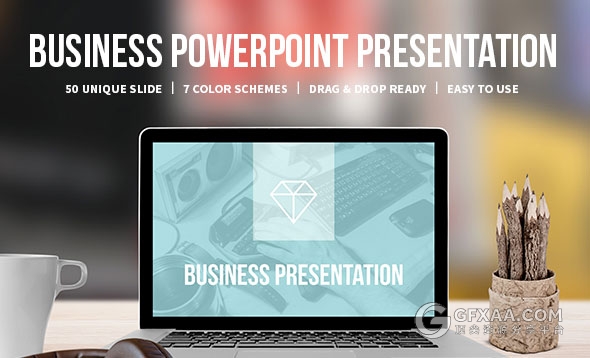 50页蓝色简约大气商务风格PPT模板 - 顶尖PPT