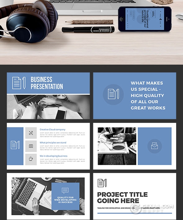 50页蓝色新年计划多用途PPT模板 - 顶尖PPT