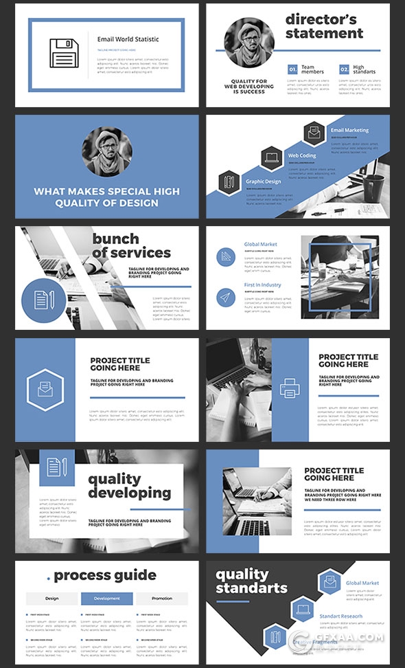 50页蓝色新年计划多用途PPT模板 - 顶尖PPT