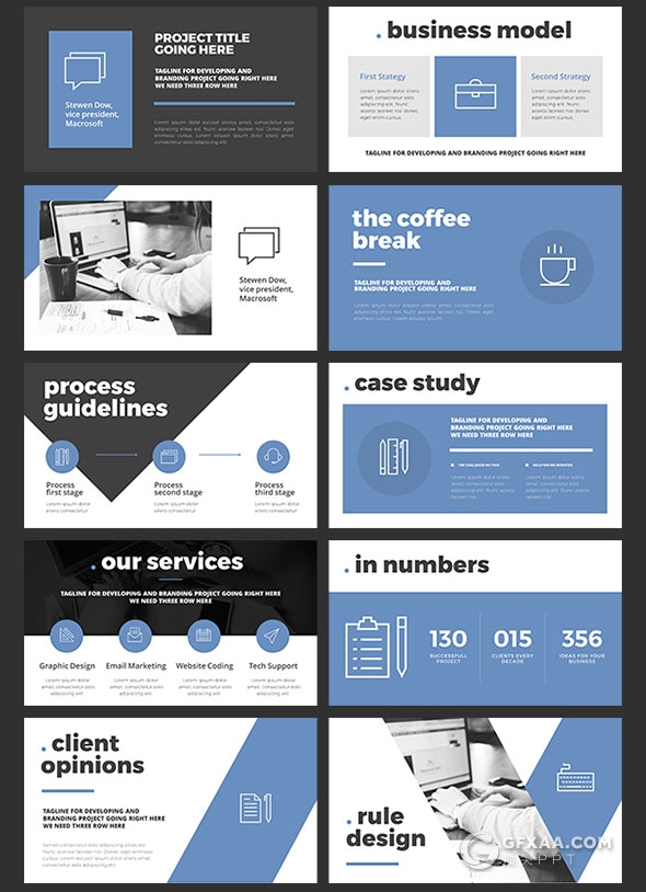 50页蓝色新年计划多用途PPT模板 - 顶尖PPT