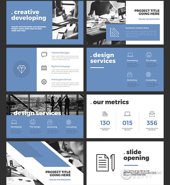 50页蓝色新年计划多用途PPT模板 - 顶尖PPT