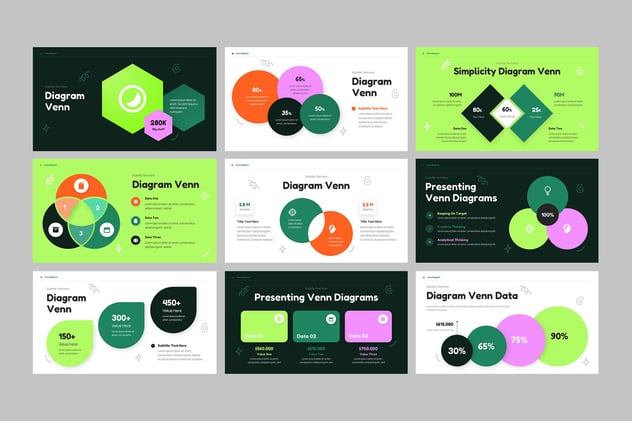 彩色文氏图维恩图形PPT模板 - 顶尖PPT