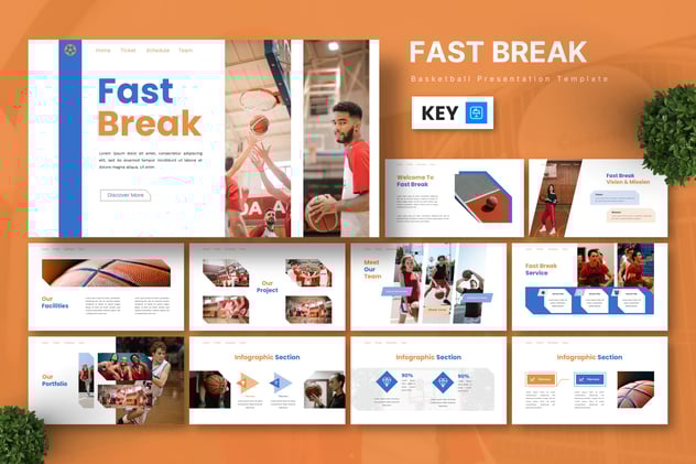 快攻篮球主题keynote模板 - 顶尖PPT