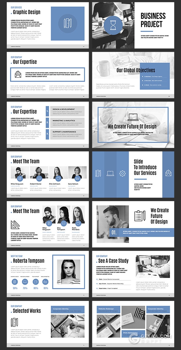 50页蓝色商务多用途PPT模板 - 顶尖PPT