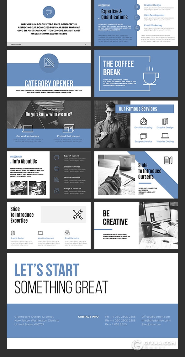 50页蓝色商务多用途PPT模板 - 顶尖PPT