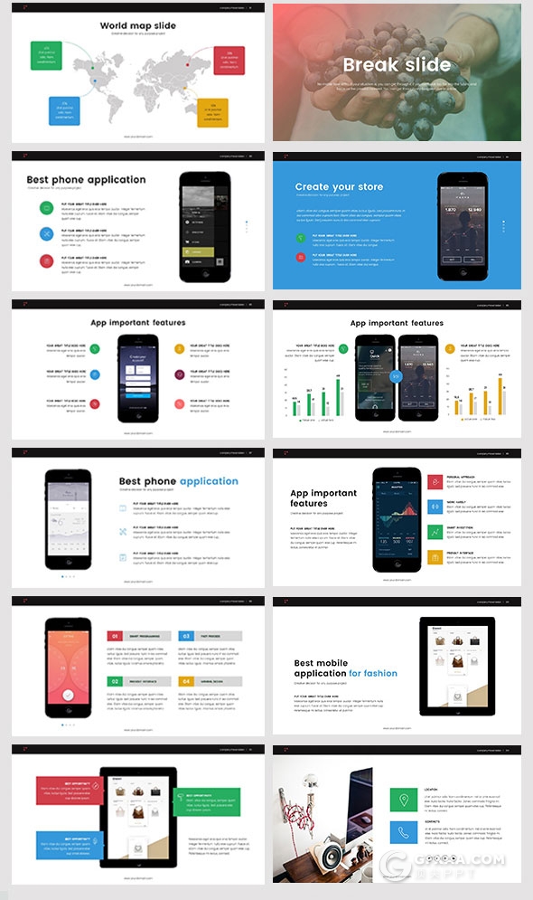 104页欧美商务风格PPT模板6种配色 - 顶尖PPT