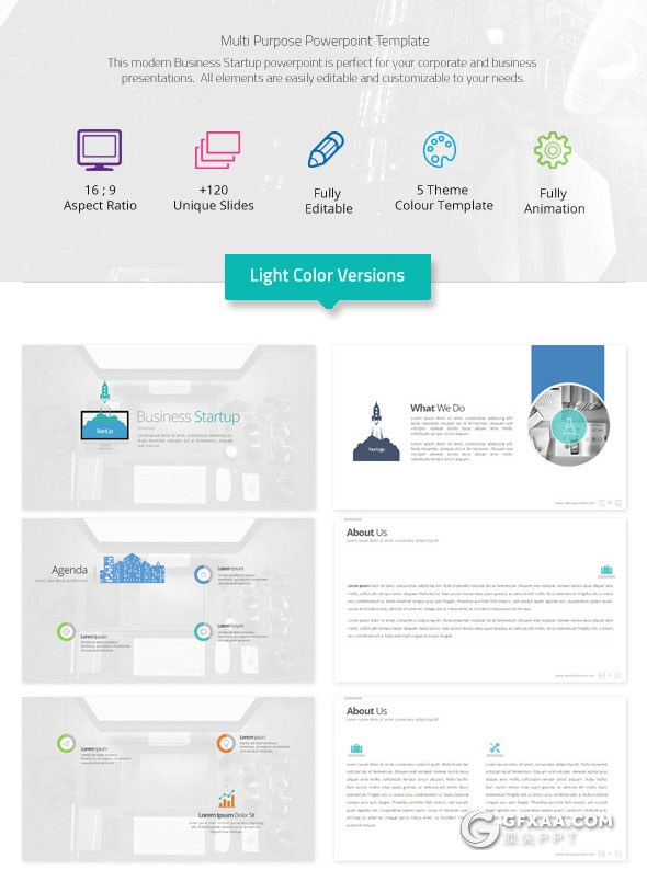 120页6种配色精致设计风格PPT模板 - 顶尖PPT