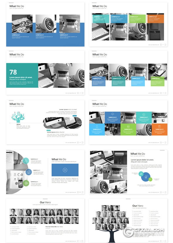 120页6种配色精致设计风格PPT模板 - 顶尖PPT