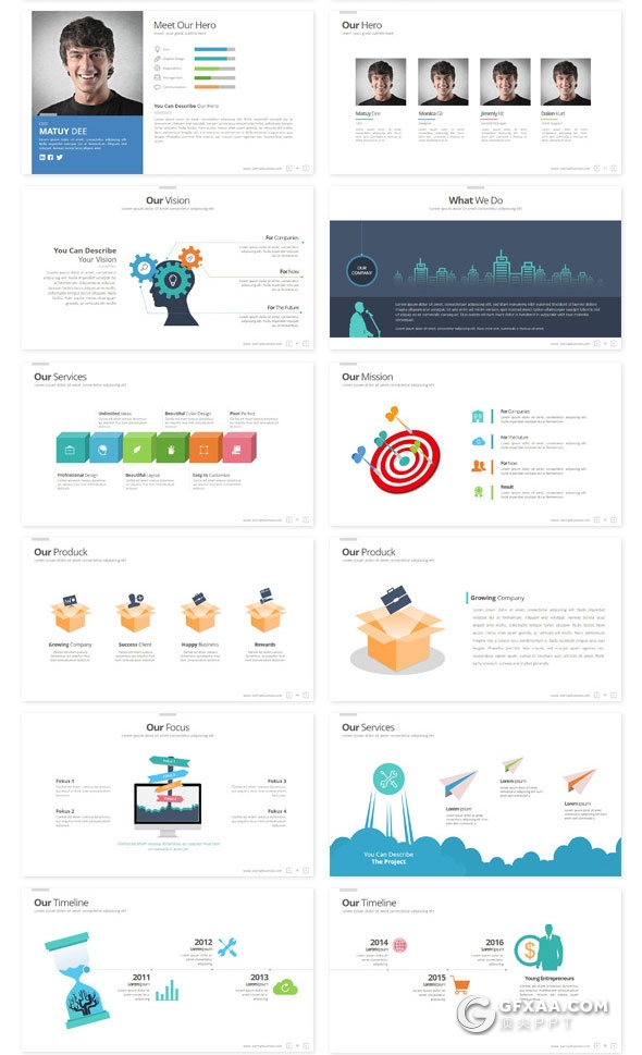 120页6种配色精致设计风格PPT模板 - 顶尖PPT