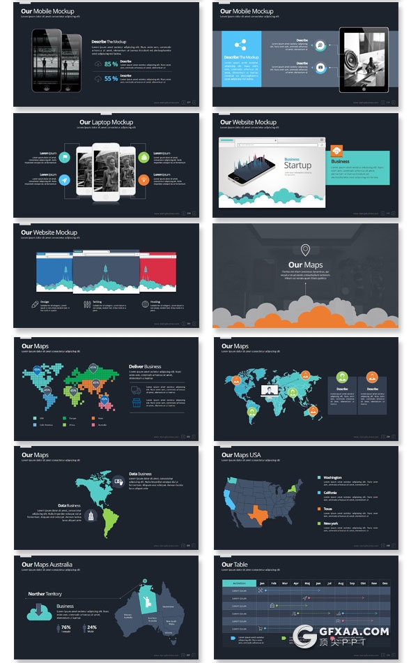 120页6种配色精致设计风格PPT模板 - 顶尖PPT