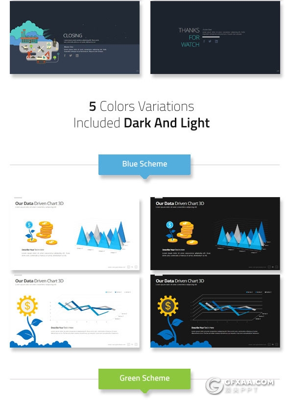 120页6种配色精致设计风格PPT模板 - 顶尖PPT