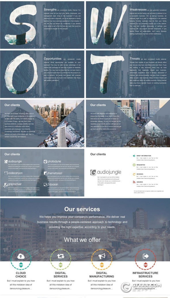 195页欧美商务风格PPT模板6种配色模板 - 顶尖PPT