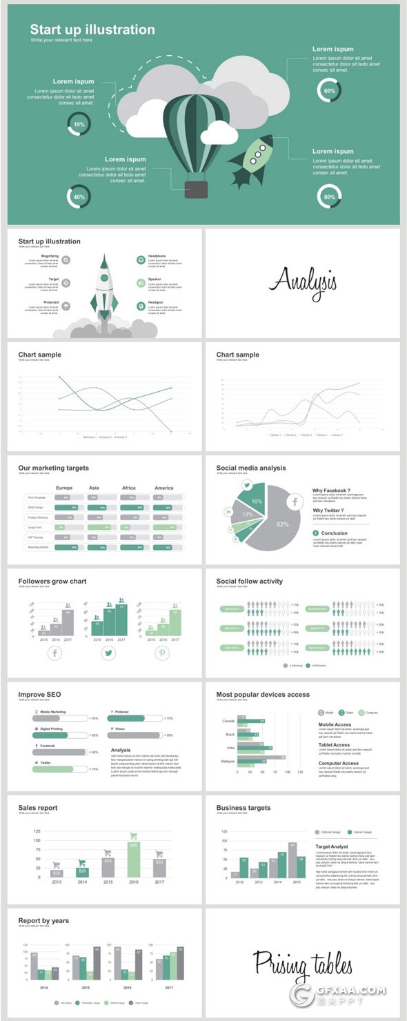 213页欧美简约风格PPT模板 - 顶尖PPT