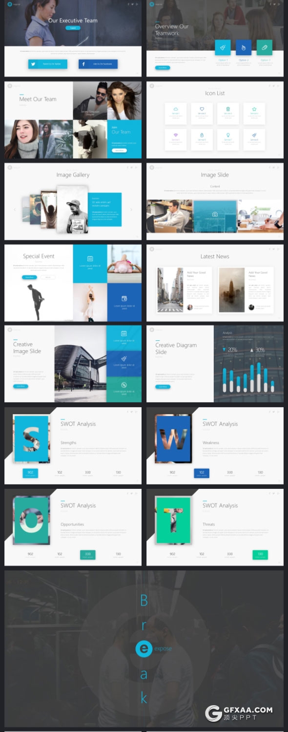 21种配色65页精致商务多用途PPT模板 - 顶尖PPT