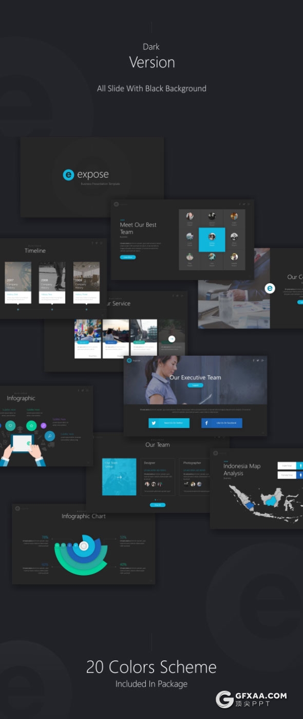 21种配色65页精致商务多用途PPT模板 - 顶尖PPT