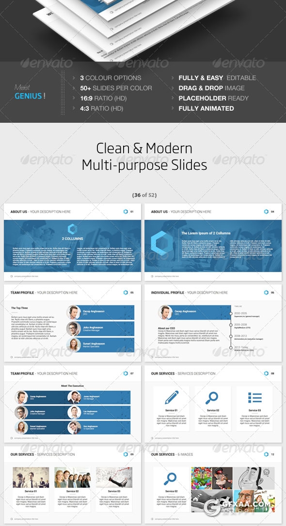 3种配色50多页扁平化keynote模板 - 顶尖PPT