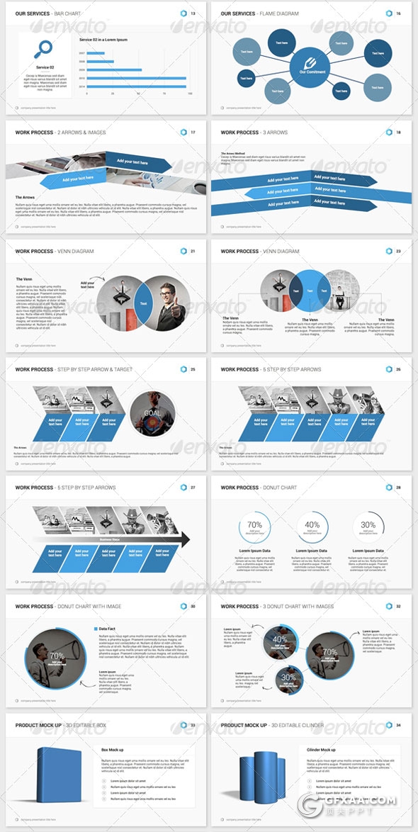 3种配色50多页扁平化keynote模板 - 顶尖PPT