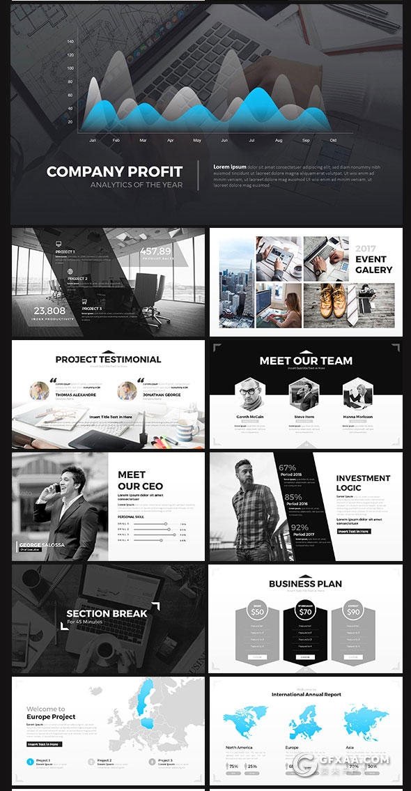 10种配色90多页高端欧美多用途PPT模板 - 顶尖PPT