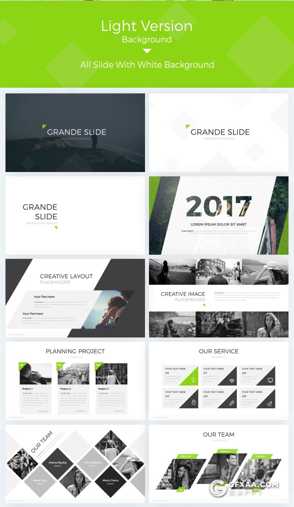 11种配色65页创意图形切割PPT通用模板 - 顶尖PPT