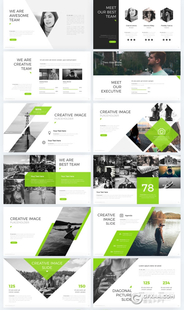 11种配色65页创意图形切割PPT通用模板 - 顶尖PPT