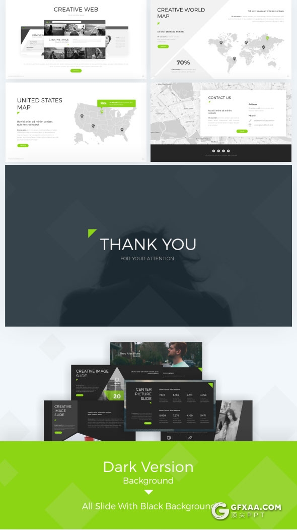 11种配色65页创意图形切割PPT通用模板 - 顶尖PPT